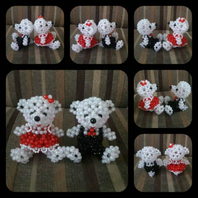 Pajangan manik teddy bear couple besar