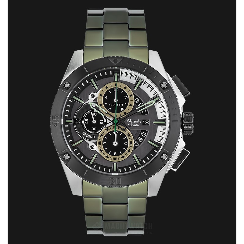 Alexandre Christie AC 6465 MC BGEBO Man Black Dial Green Stainless Steel