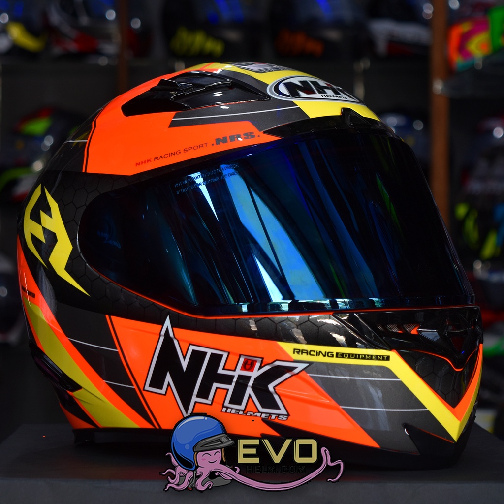 NHK RX9 NAVY ORANGE FLUO NHK SE GRAPHIC ORANGE FLUO - YELLOW ORIGINAL HELM NHK RX9 PAKET GANTENG