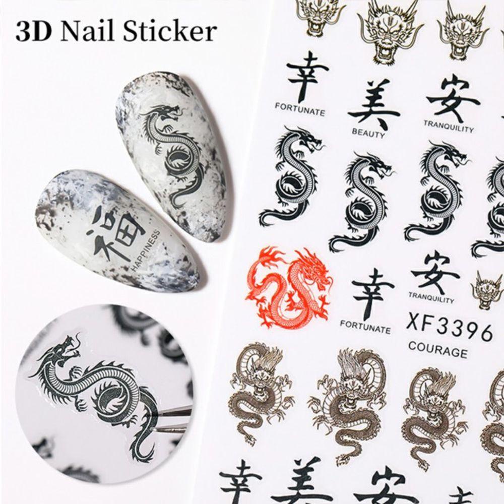 Needway   Self-adhesive Nail Decals Happiness Motif Naga Salon Kuku Nail Art Slider DIY Stiker Kuku Manicuring Sticker