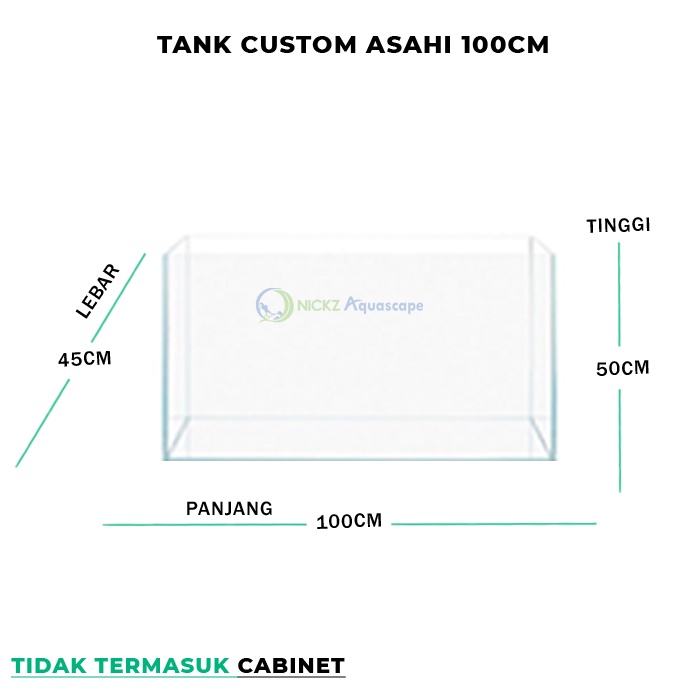 Aquarium Custom 100x45x50cm tebal 10mm Kaca Asahi Berkualitas