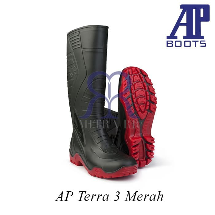 AP Boots Terra 3 Merah / Kuning - Sepatu Boot Kerja Konstruksi Tinggi Panjang