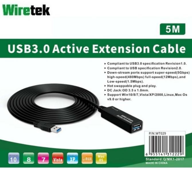 Wiretek Kabel Extension USB 3.0 5 Meter Aktif