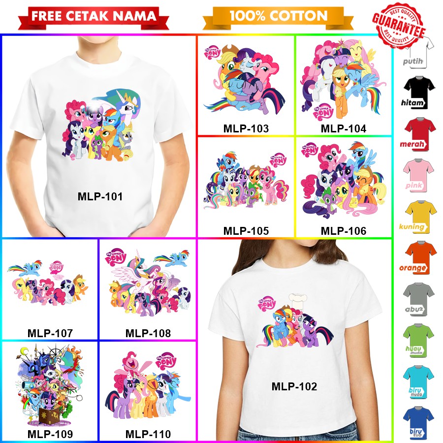 [FREE NAMA!!] Kaos Baju COUPLE  ANAK DAN DEWASA MY LITTLE PONY MLP BANYAK MOTIF