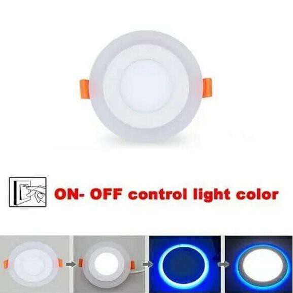Lampu Panel Plafon Rumah Led 3 Mode Putih Ring Biru Otop44 Ori