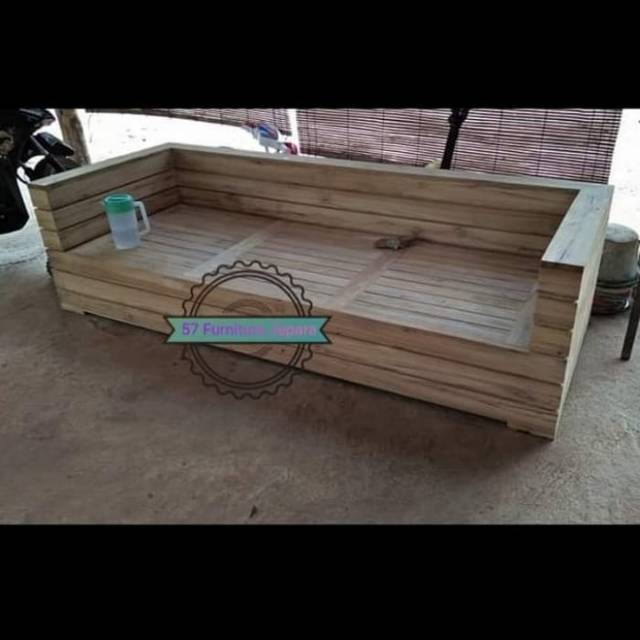 Bangku /kursi box panjang besar Jepara/ bale bale simpel polos kayu jati mentahan