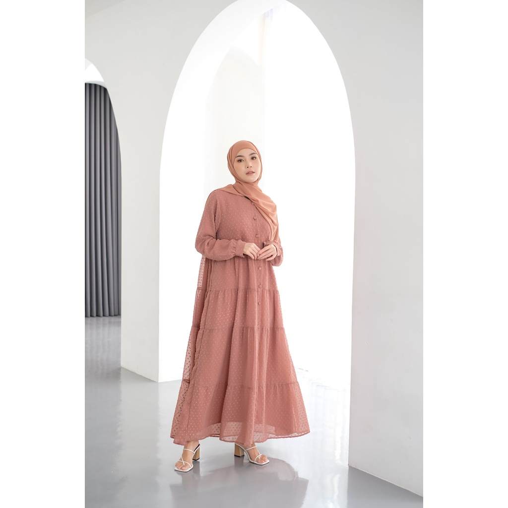 Dress Pesta Mewah | RUBY DRESS BLINK | Model Gamis Kekinian Bahan Ceruty Rubiah Impor