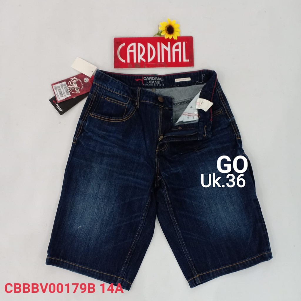 BB 36 CARDINAL CBBBV Celana Pendek Cowok Dewasa Jeans Bermuda Casual Sobek Slimfit Reguler Fit