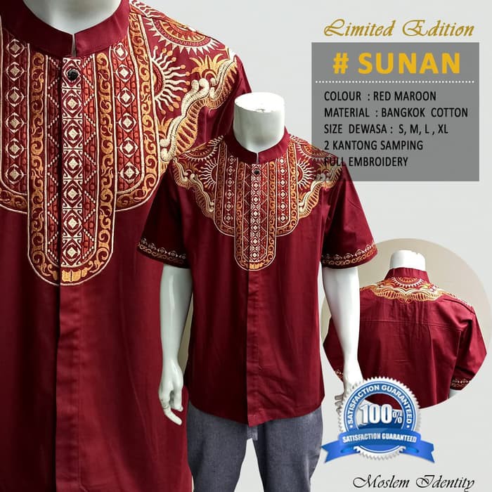 Baju Koko Gaul Baju Koko Exclusive baju koko bordir Sunan - Hitam S Best Quality