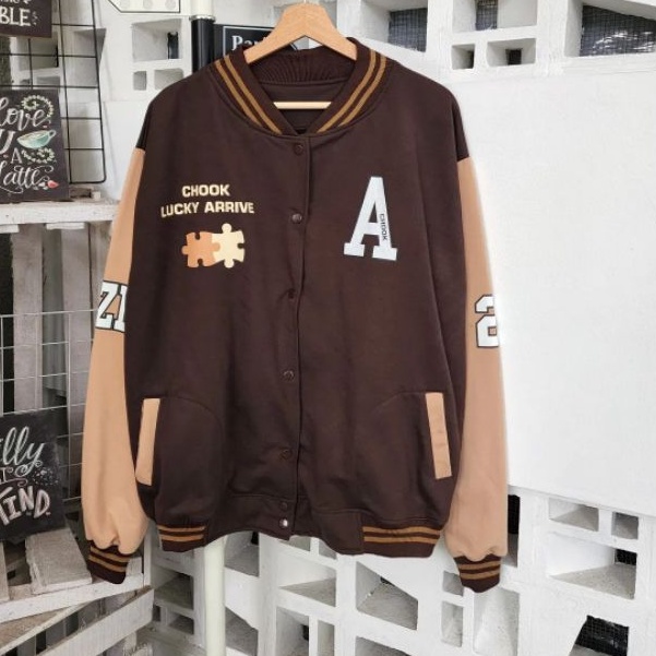 A CHOOK BASEBALL Oversize LD 124 - Jaket Baseball Varsity Korean Style - Jaket Wanita Pria Oversize 