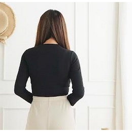 Korean Longsleeve Crop Top Korea Kaos Baju Lengan Panjang Wanita 074