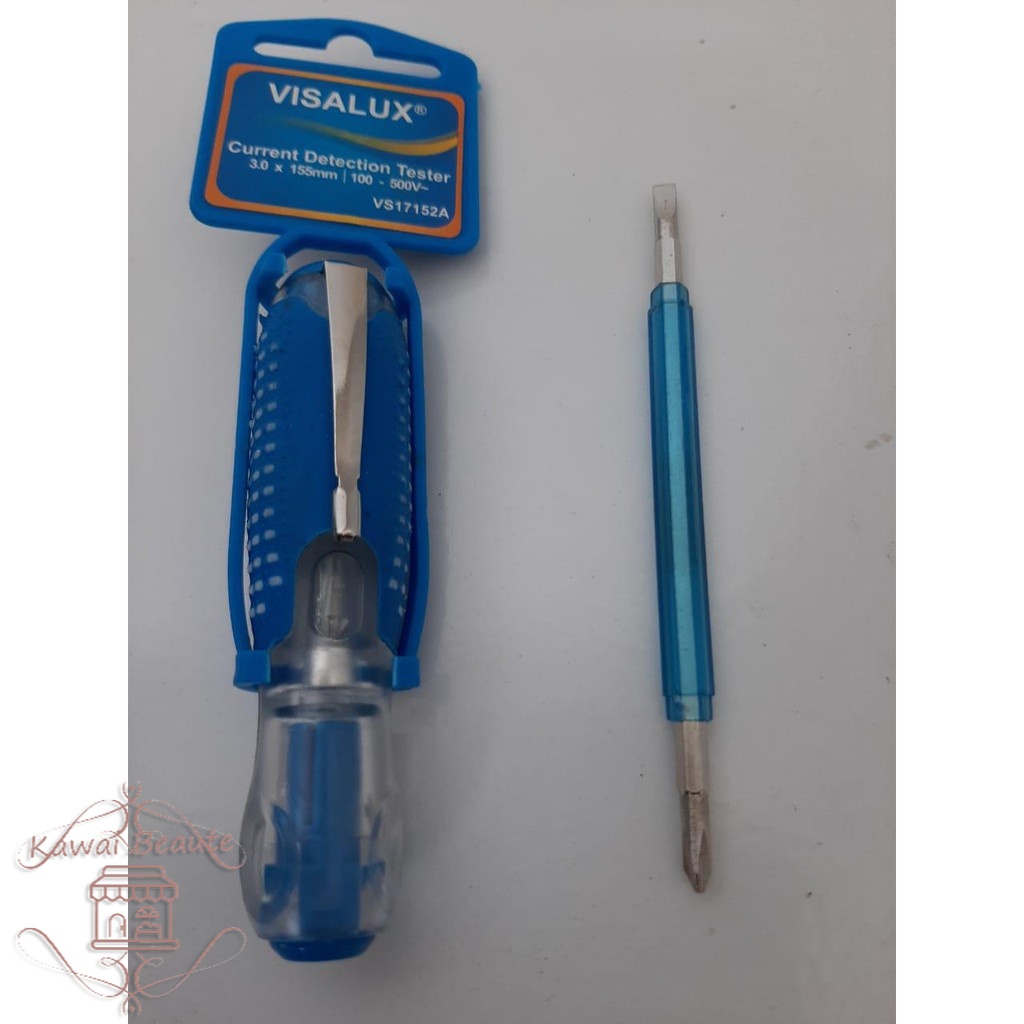 Visalux VS-17152A Obeng Tespen Visalux Bolak-Balik Plus / Minus Obeng Kembang / Obeng Min Test Pen Min Plus Magnet 30 x 155mm Tegangan : 100 - 500V TERSEDIA HARGA GROSIR B2B 1 BOX = 24 PCS