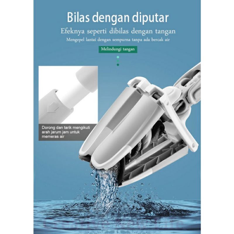 Pel Magic Mop Tanpa Peras X Shape dapat diputar 360 derajat