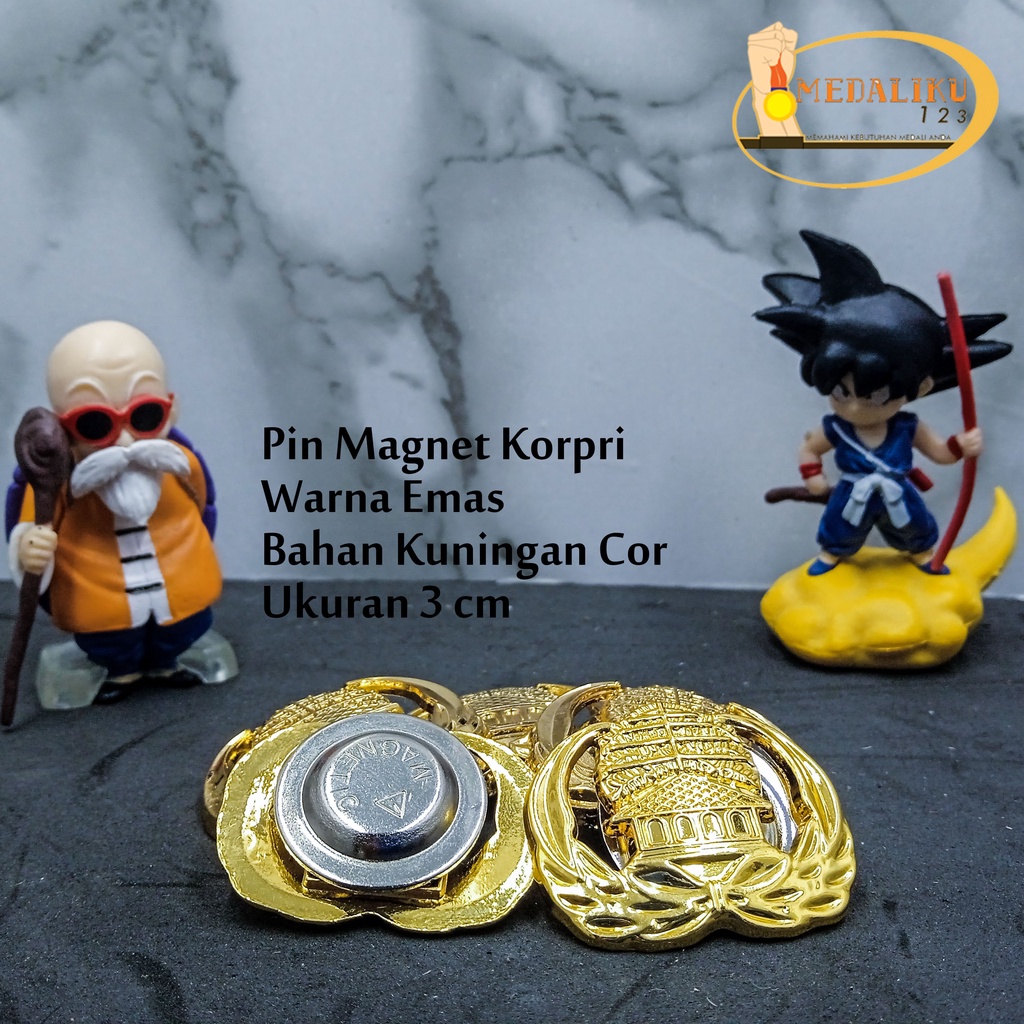 Pin Magnet Korpri Pin Korpri 3cm PNS Kuningan Cor sepuh emas Magnet