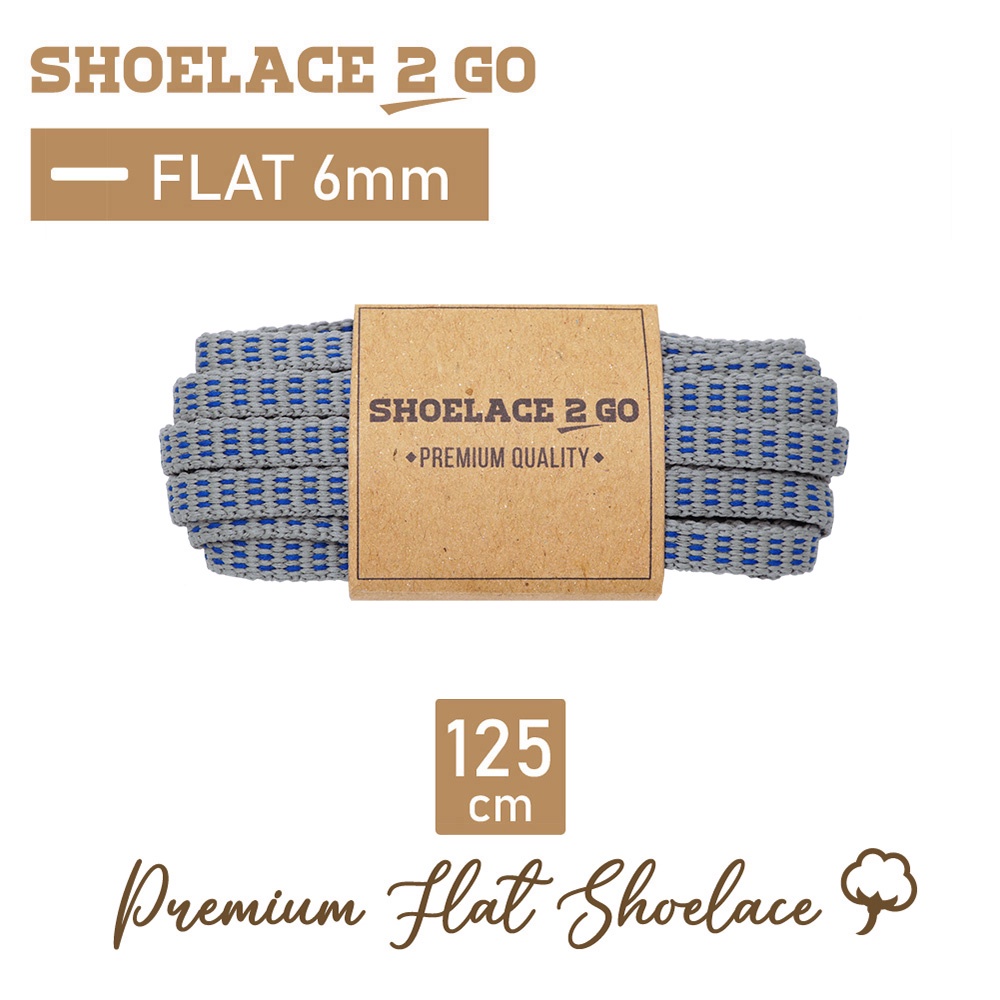 SHOELACE 2 GO PREMIUM TALI SEPATU MOTIF GEPENG PIPIH FLAT - N12 LIGHT GREY BLUE - 125CM