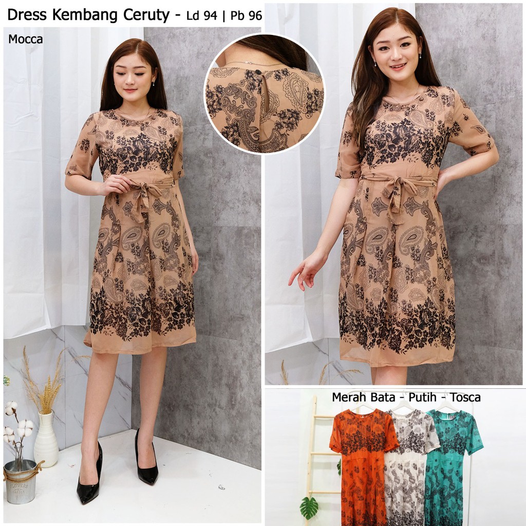 Dress wanita motif kembang/midi dress bunga-bunga/dress casual sifon ceruty/dress kembang casual wan