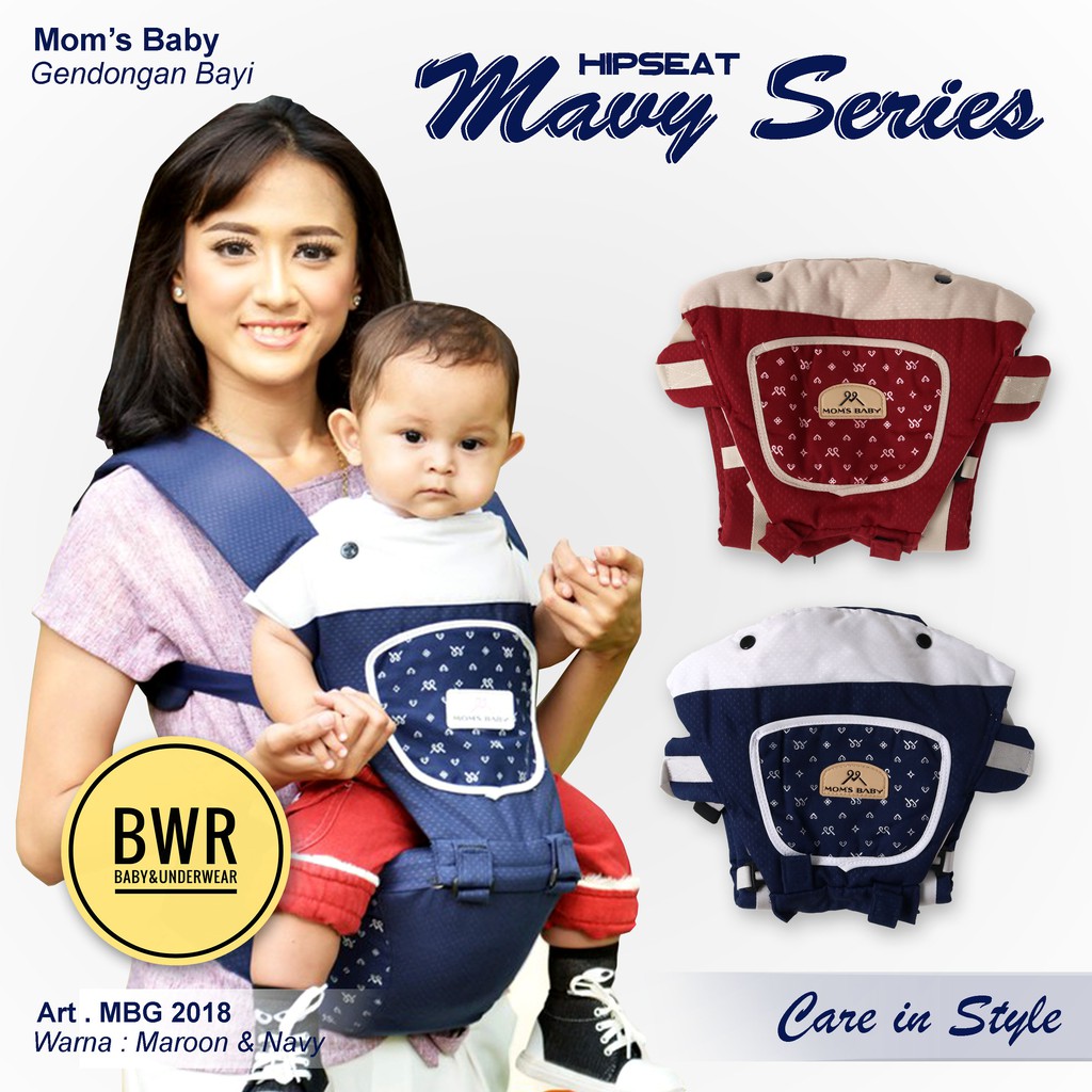 Gendongan Bayi Moms Baby MBG 2018 | Hipseat MAVY SERIES Gendongan Depan - Bwr