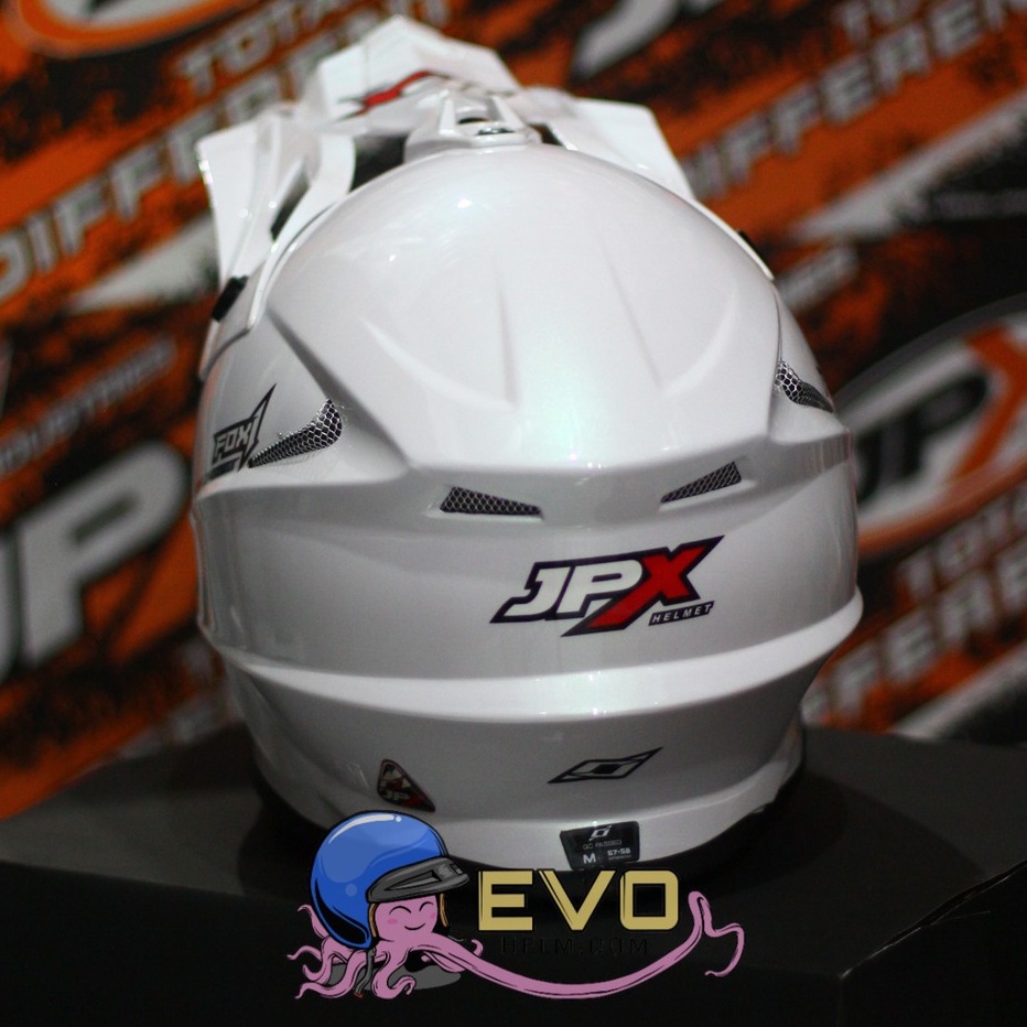 HELM JPX CROSS WHITE SOLID PAKET GANTENG JPX FOX 1 GOOGLE SNAIL WHITE JPX PUTIH CROSS JPX FOX1 PUTIH - PEARL WHITE / BLACK + GOOGLE SNAIL (ONGKIR 2 KG)