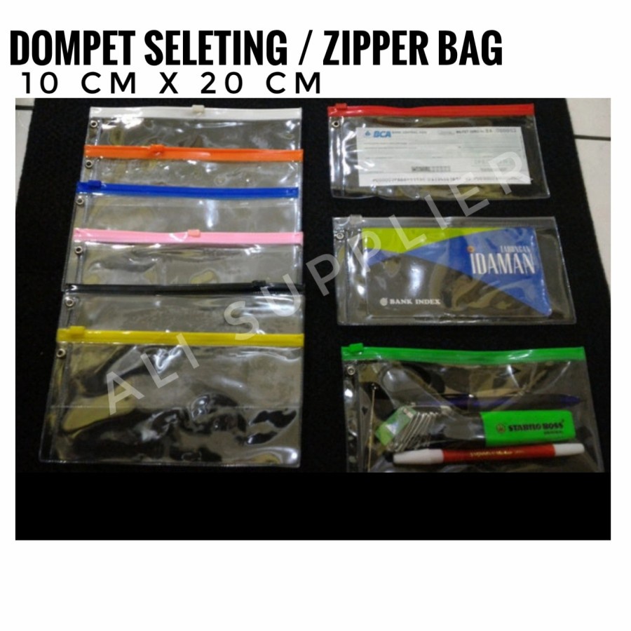 DOMPET PLASTIK SELETING / ZIPPER BAG 10CM X 20CM MURAH