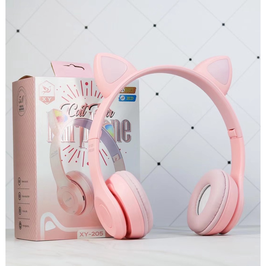 HEADPHONE GAMING BANDO CAT XY205 BLUETOOTH WIRELESS LED HEADSET GAMING