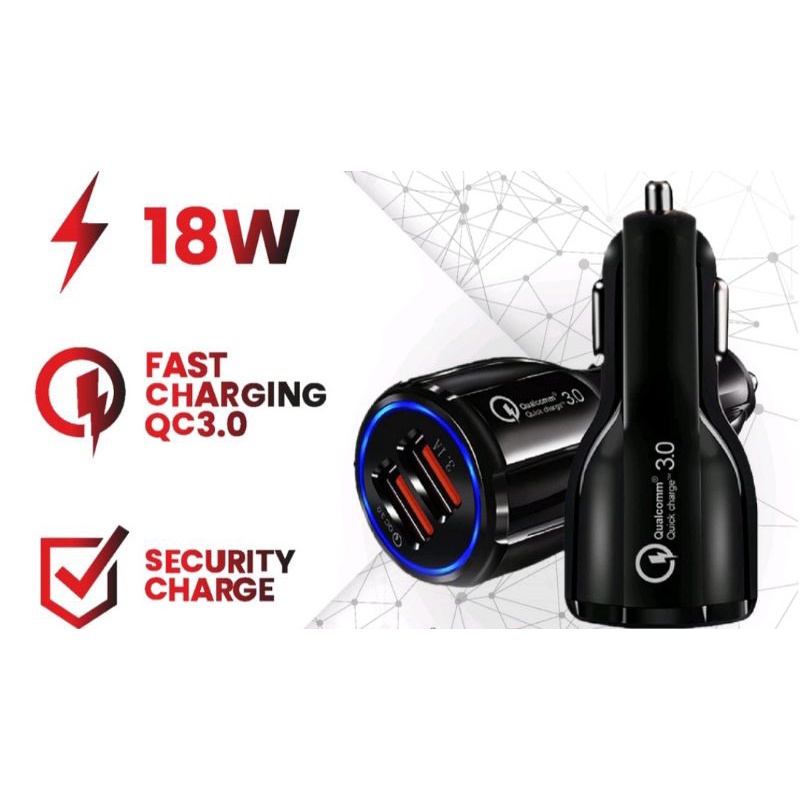 Charger Mobil Fast Charging 2 Usb / Charger Qualcomm Quick Charge 3.0
