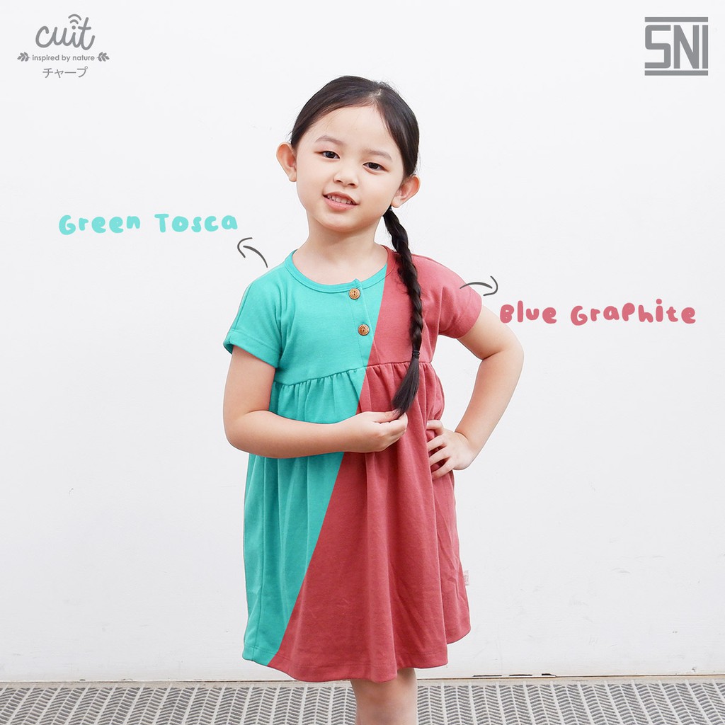 Cuit Dress Anak Cotton Aoi BLOCK COLOR Kojo Series - XL (2-3 Tahun)