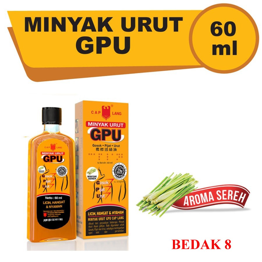 Cap Lang GPU SEREH 60 ML/ GPU Minyak Urut