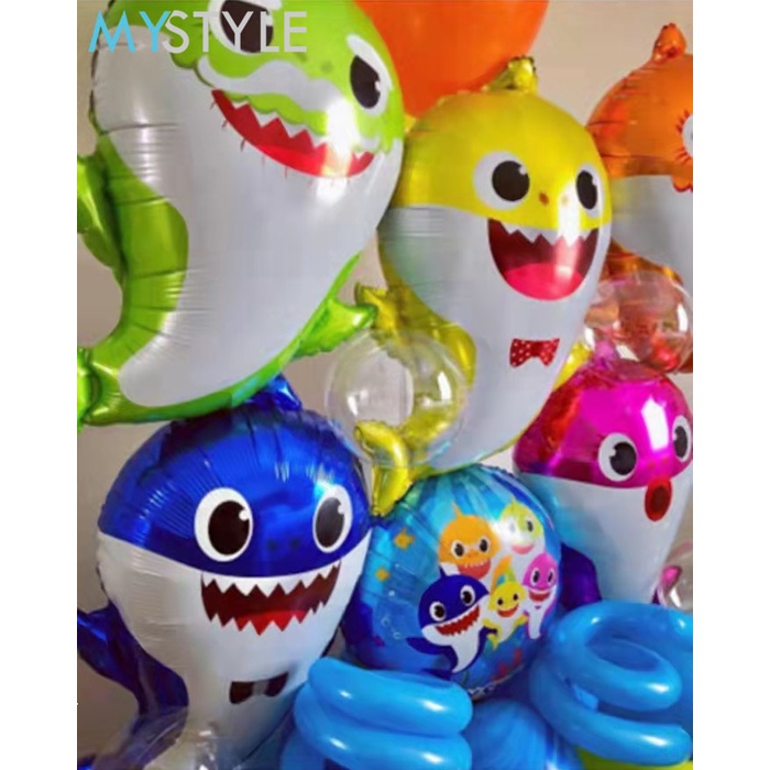 HAPPY TIME BALON FOIL TEMA BABY SHARK BALON PESTA HAPPY BIRTHDAY HBD DEKORASI ULANG TAHUN BALON IKAN HIU