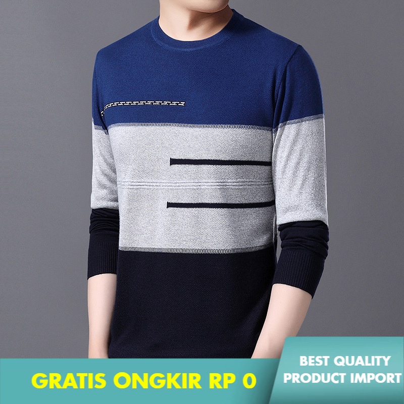 Kaos T-shirt Pria Pria  Rajut Lengan Panjang Muda  Setengah Baya Pria  Warna    Tipis Slim Fit Under