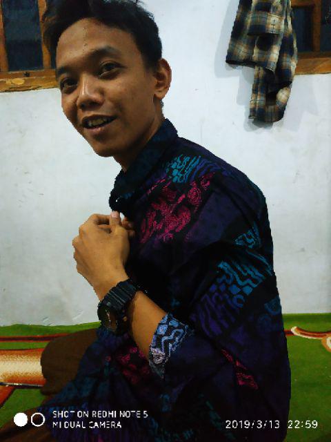 Mcw162 Kemeja Batik Songket Motif Gradasi Hitam M-xl / Kemeja Batik Pria Panjang Slimfit Songket