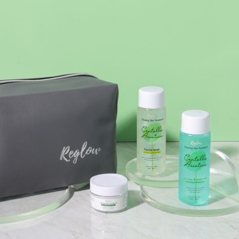 Reglow Paket Basic Skincare Perawatan Kulit Wajah Rutine BPOM 3 Item