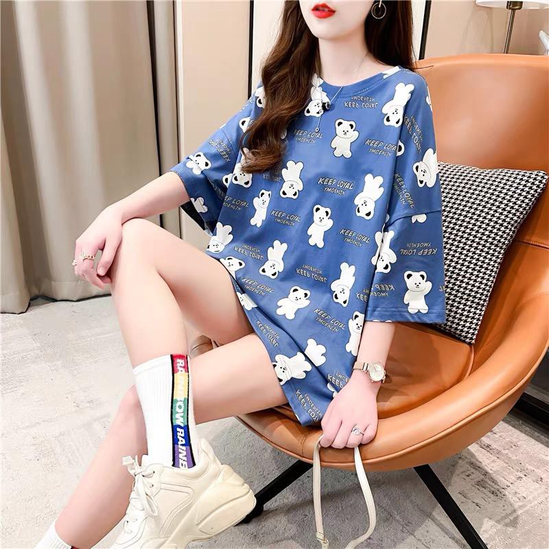 Tshirt Oversize Wanita Motif Bear Keep Loyal - 100% Import