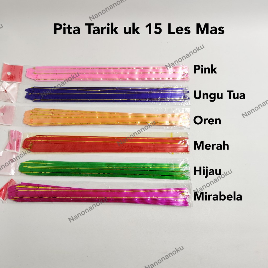 [10 pcs] Pita Tarik 15 mm Pita Serut Motif dan Les Mas