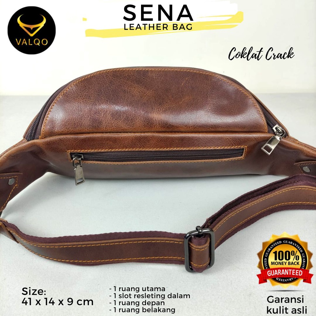 [VALQO] SENA Tas Kulit Sapi Waist Bag Dada Pinggang Sling bag Pria Wanita