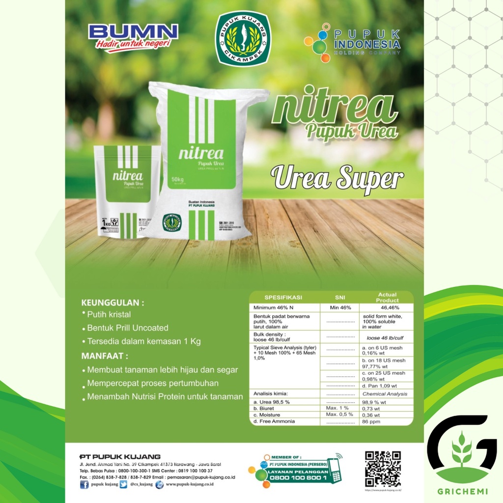 PUPUK UREA NITREA KUJANG REPACK 500GR UNTUK TANAMAN BUNGA SAYUR BUAH