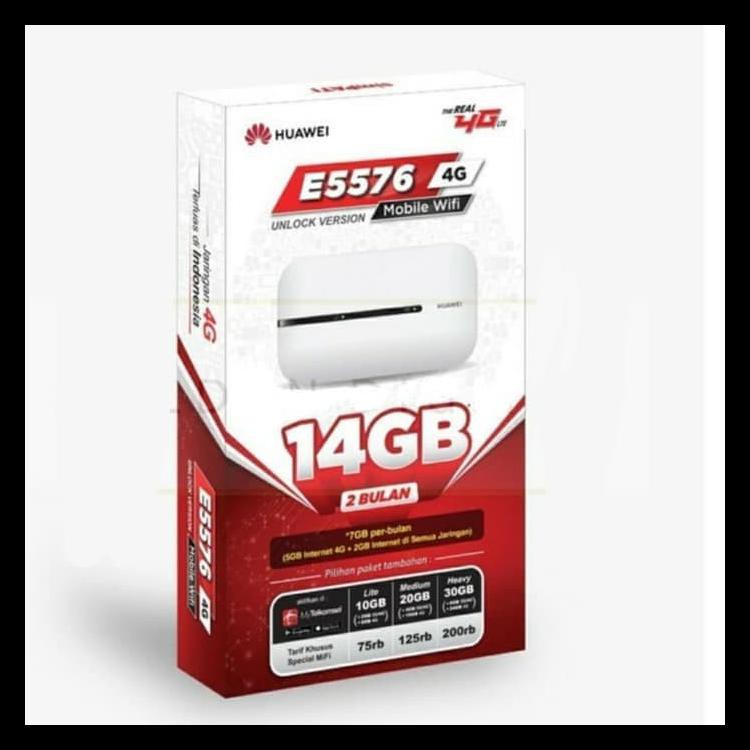 Mifi Router Modem Wifi 4G Huawei E5573 Bypass Free Tsel 14Gb - E5576 Hitam