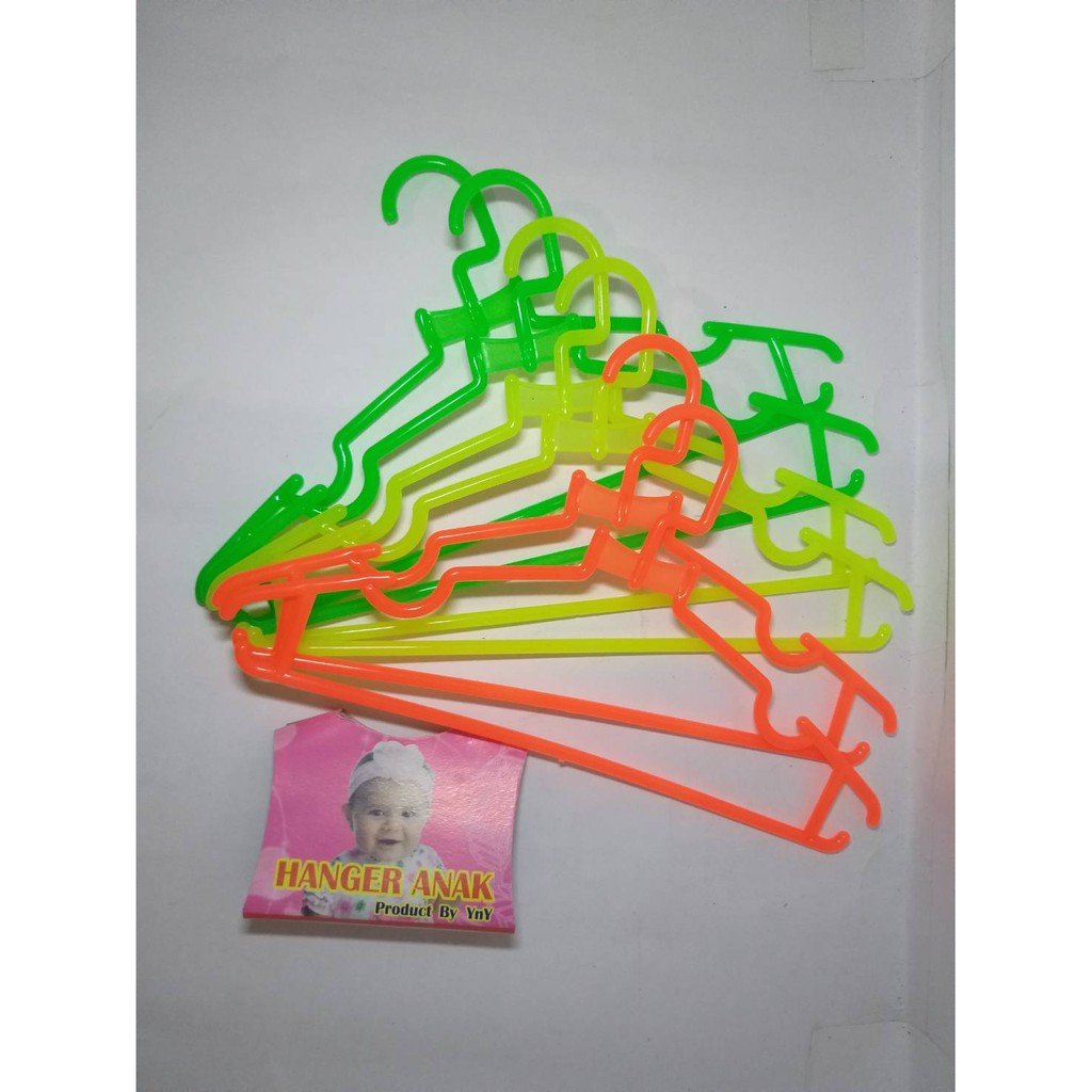 Hanger Baju Bayi / Gantungan Baju Isi 6 Pcs Bahan Plastik Tebal Anti Slip Seamles/Hanger Warna Murah