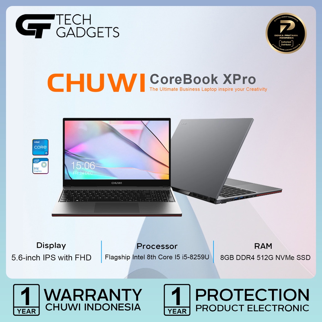 CHUWI CoreBook X Pro Laptop 15.6" Inch Full HD INTEL CORE i5 Quad Core 8GB DDR4 RAM 512GB SSD NoteBo