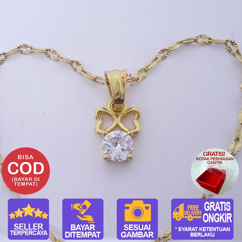 Lovelybutik Kalung Titanium Anti Karat Selamanya Ela Kalung Titanium uk. 45 cm BONUS KOTAK PERHIASAN