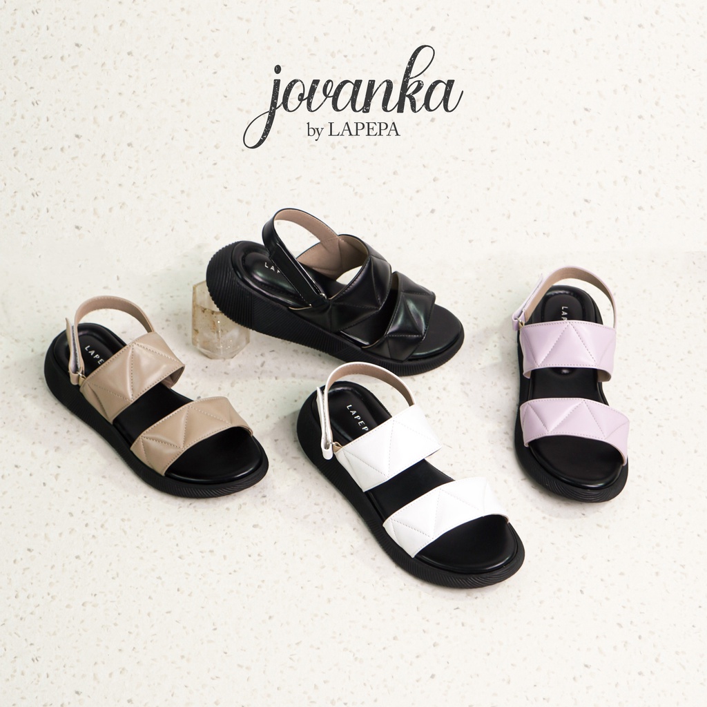 Adarastore - Lapepa JOVANKA Sepatu Sandal Wedges Wanita Casual Sendal Cewek Tali Belakang Kekinian