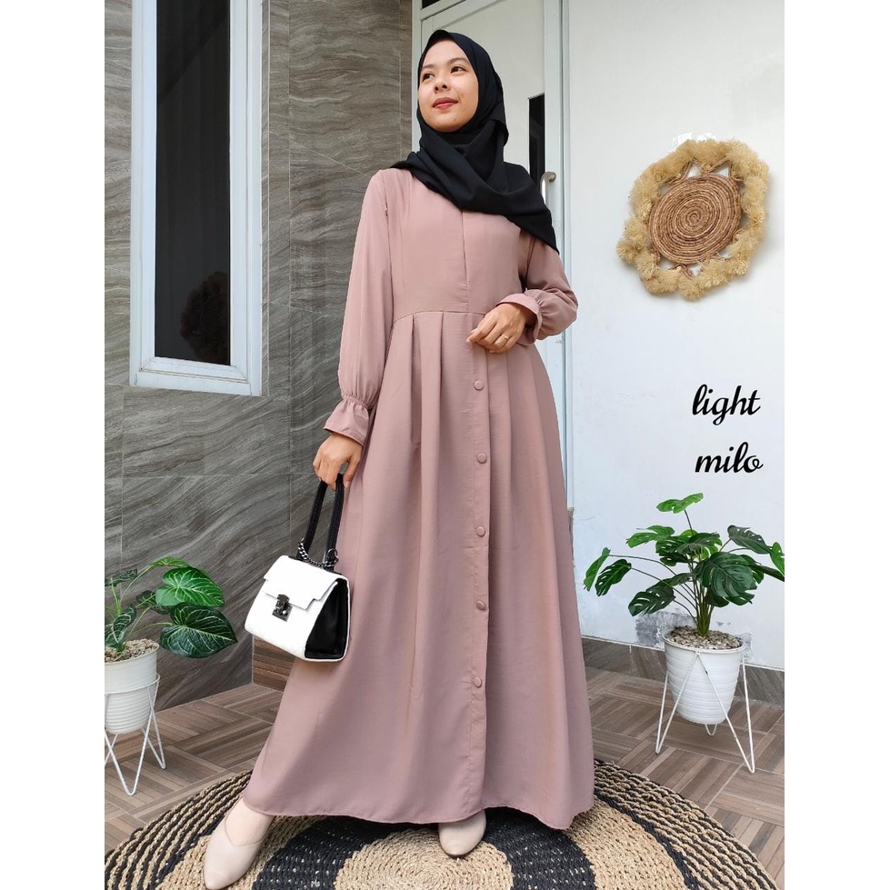 Gamis Wolfis Polos Kancing Susun
