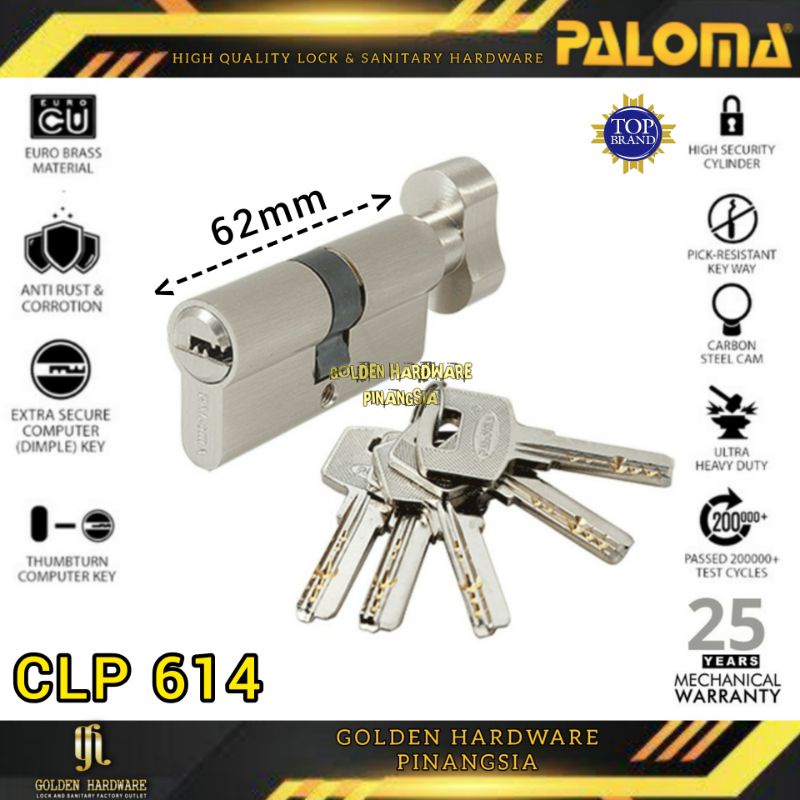 Kunci Pintu Paloma Cylinder Kunci Anak Kunci Silinder Kunci Cylinder Knob CLP 614 SN
