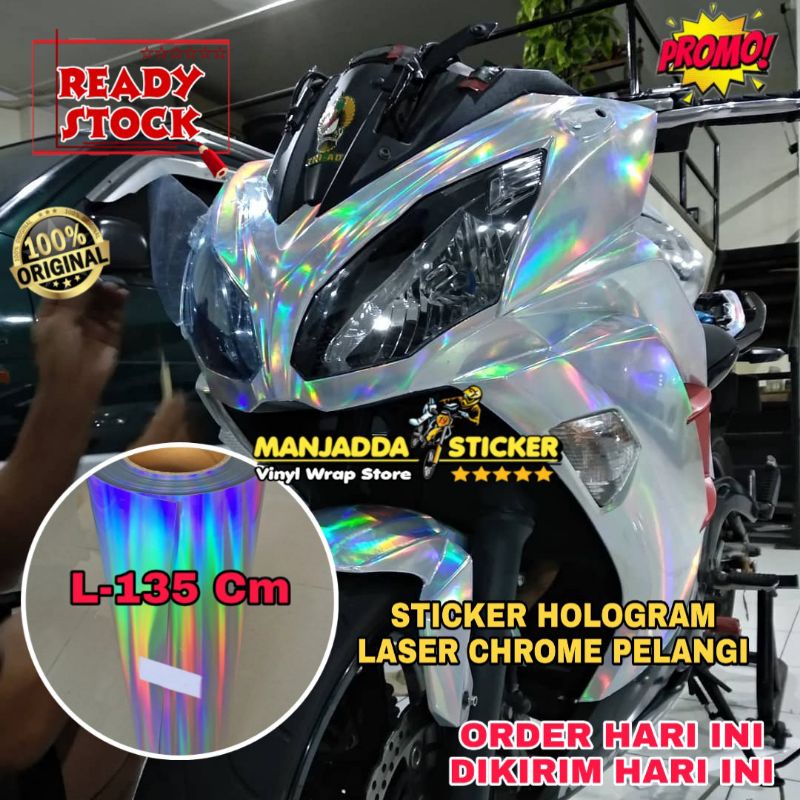 STIKER HOLOGRAM SKOTLET MOTOR HOLOGRAM LASER CHROME STIKER PELANGI