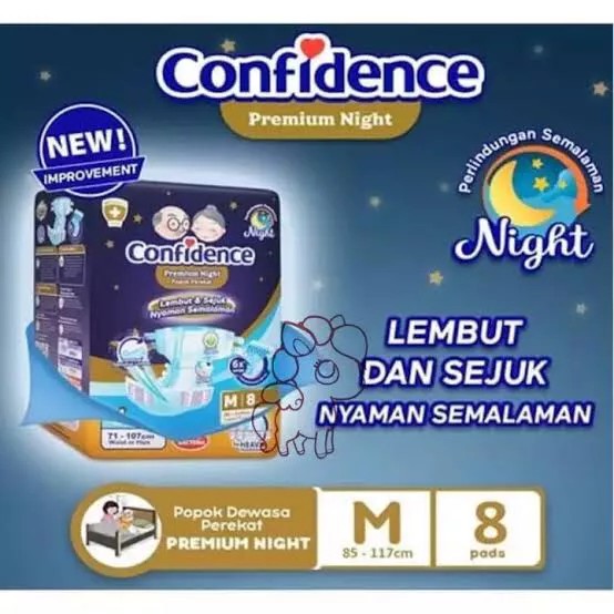 ❤ jselectiv ❤ CONFIDENCE Premium NIGHT M8 | Popok Dewasa Perekat CONFIDENCE