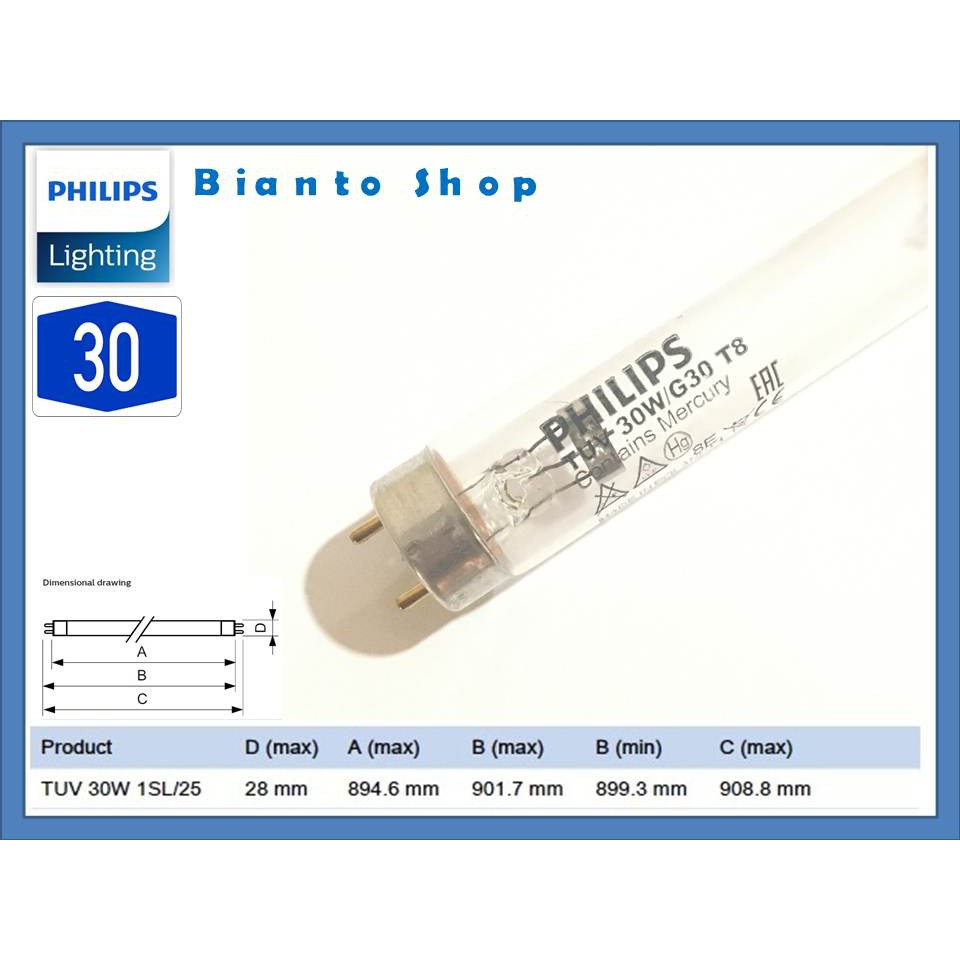 Lampu Sterilisasi Ruangan PHILIPS Ultraviolet Germicidal Anti Virus Type UV C - 30 Watt [ REFILL ]