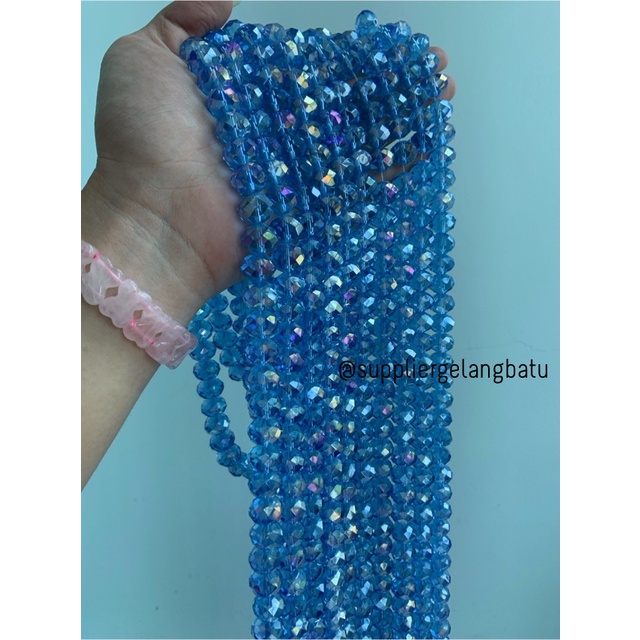 Crystal Ceko 14mm BIRU UNGU KUARSA kuarsa kristal blue purple quartz bahan kalung gelang anting strap mask kerajinan tangan craft citayam fashion week etink vintage elegan bali manik crystal