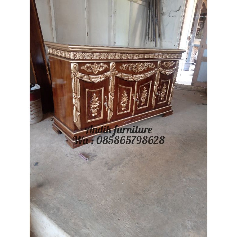 bufet ukir Jepara kayu jati berkualitas Bufet TV Minimalis Kayu Jati Bufet TV Ukiran Jepara