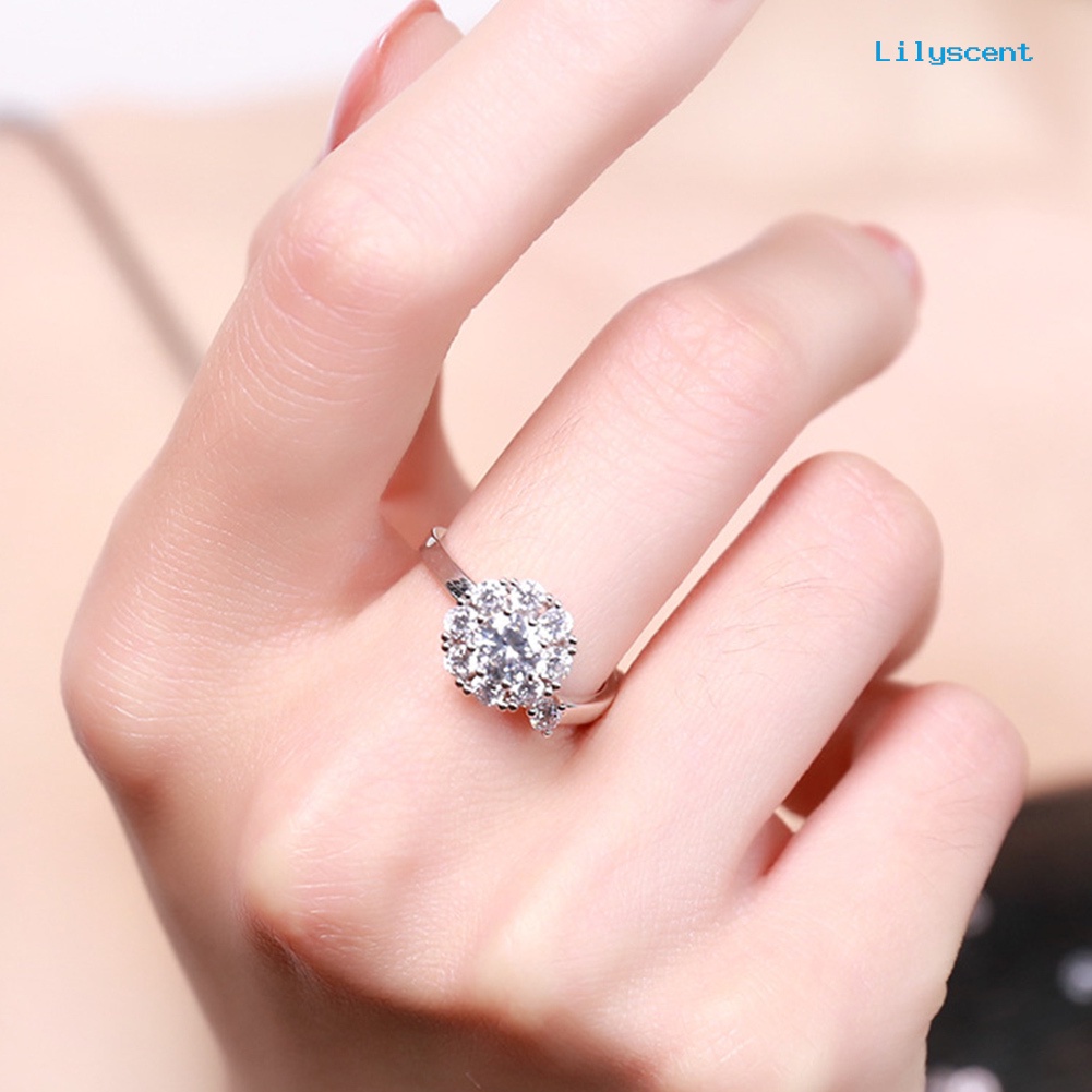 Ls Cincin Wanita Model Terbuka Desain Cubic Zircon Untuk Pesta / Hadiah