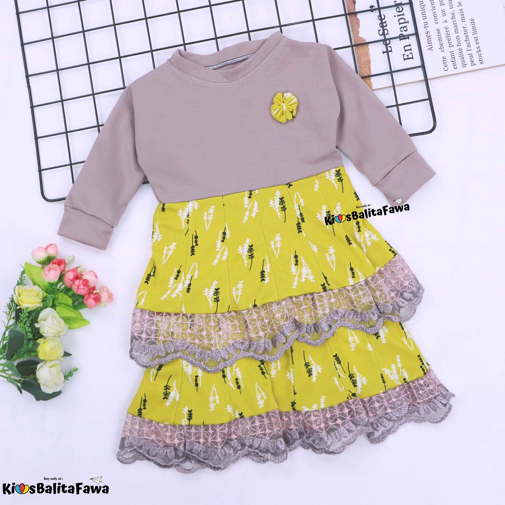 Gamis Syakilla Uk 1-2 Tahun / PREMIUM HQ - Gamis Lebaran Baby Dress Anak Perempuan Baju Muslim Balita Baby Gaun Pesta-7