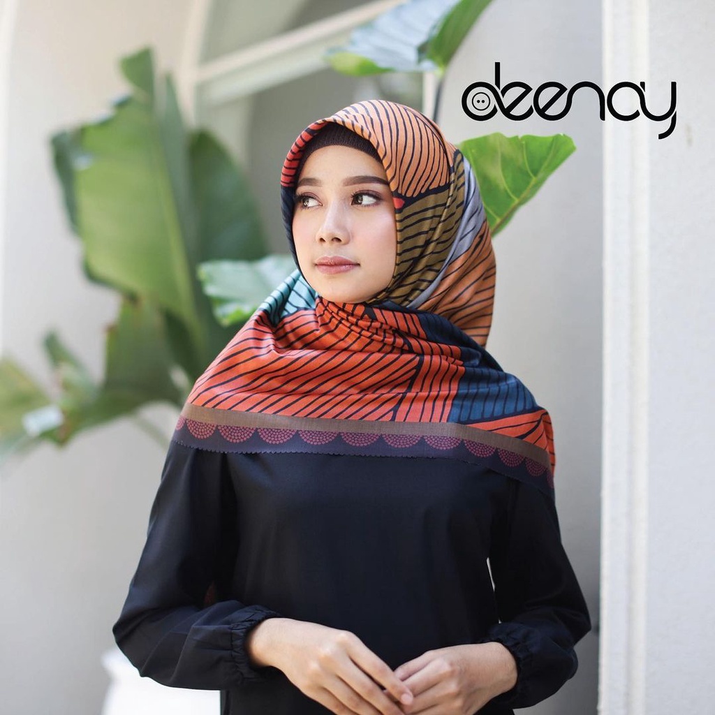 Kerudung Deenay Fara Ori / Jilbab Segi Empat Voal Motif Hijab Printing Ultrafine
